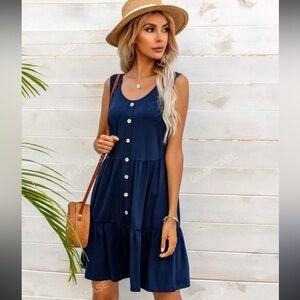 Navy Blue Button-Down Dress sz M NWOT